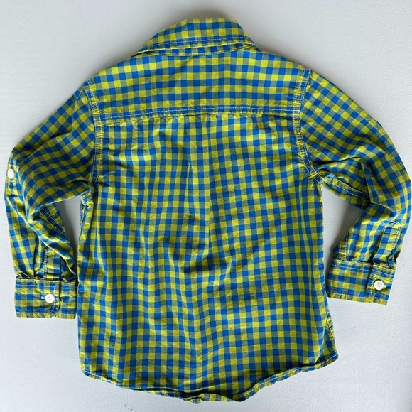 🧡 3/$15 Baby Gap Blue Green Checkered Button Up - 3T - Picture 5 of 5